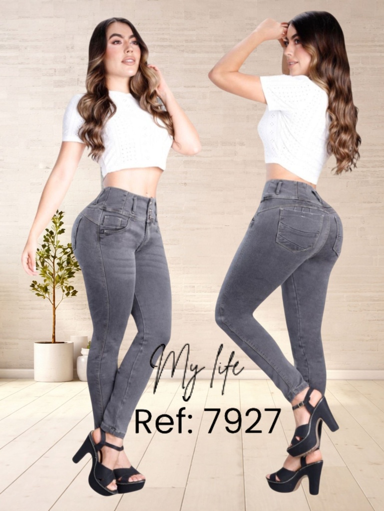 Women's Gray Skinny Butt Lift Jeans 7927