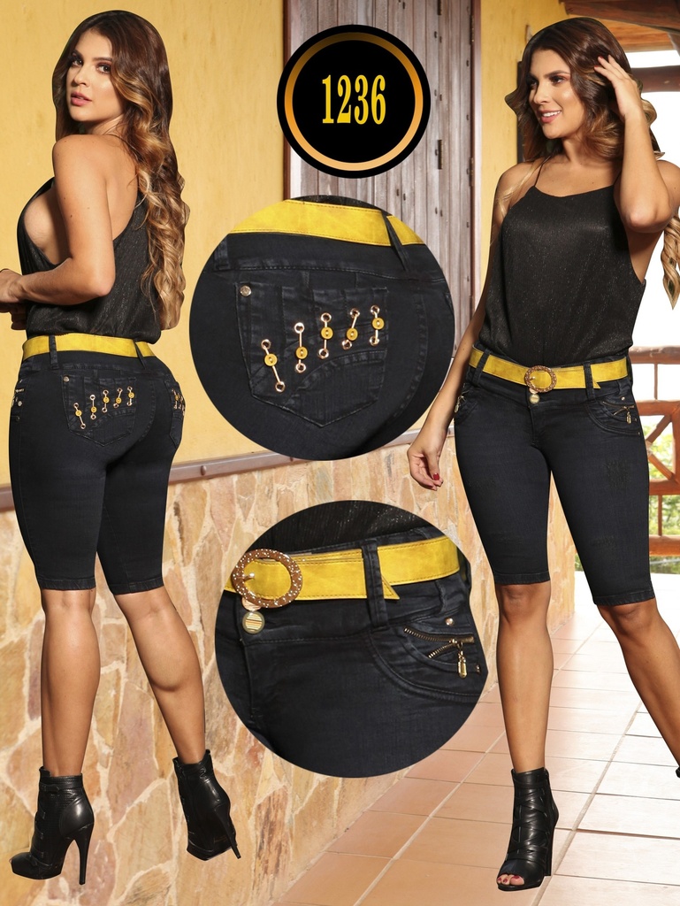 Short Bermuda Levantacola Negro para Mujer 1236