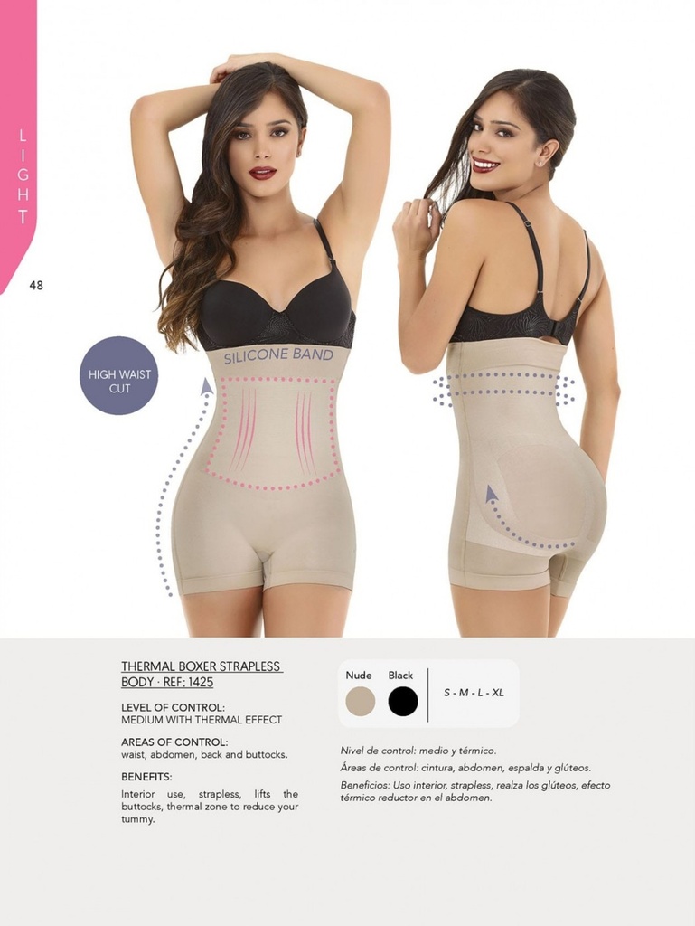 Women's Beige High-Waist Boxer Shapewear Body Shaper