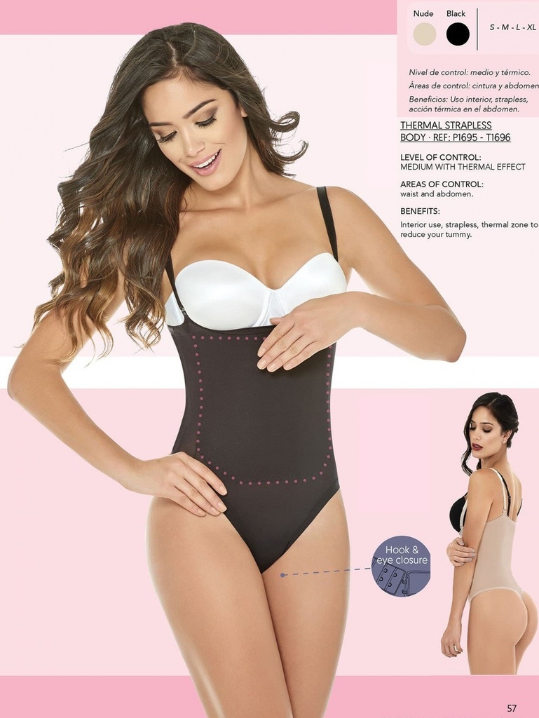 Faja Moldeadora Body Térmico Moldeador Tanga Negro para Mujer