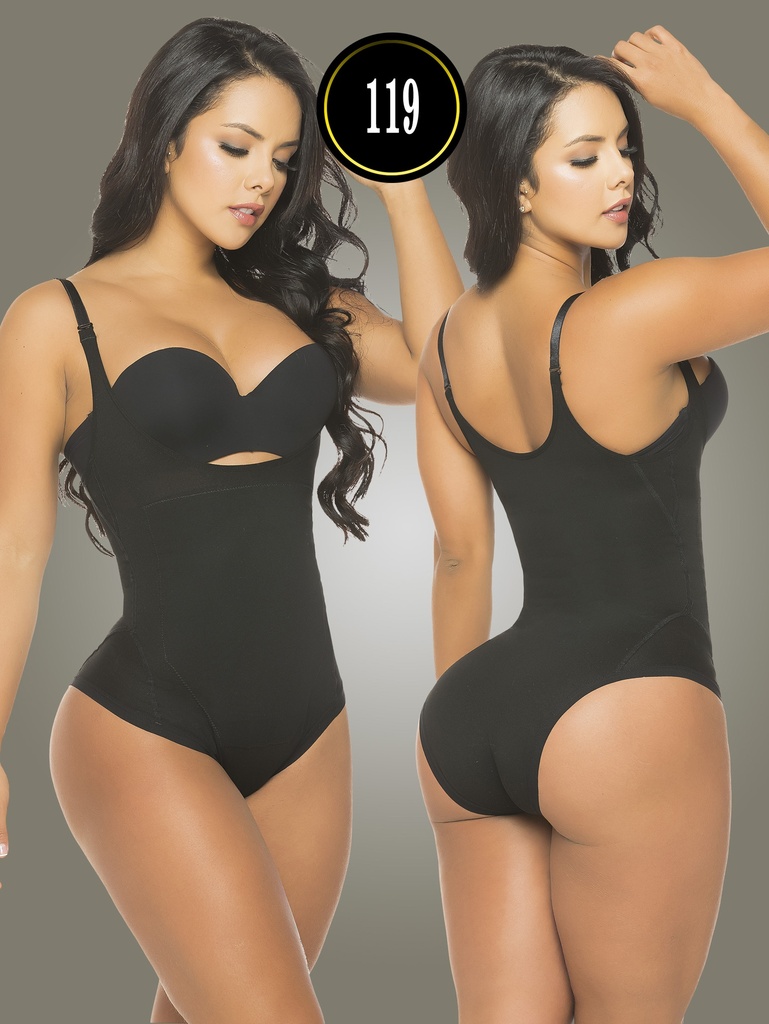 [137119XS2] Women's Black Latex Open-Bust Skeleton Body Shaper (XS)