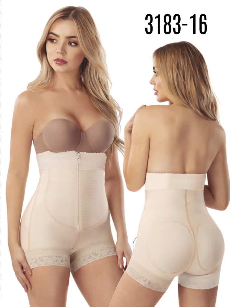 Faja Postquirúrgica Short Tiro Alto con Cremallera Beige para Mujer – Thaxx Estilo 3183