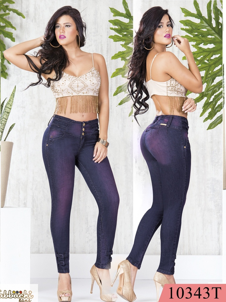 Jeans Levantacola Ajustados Azul Marino Oscuro para Mujer 10343T