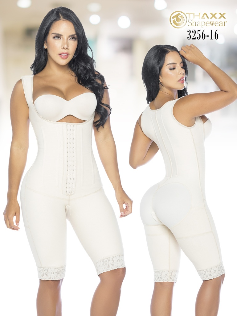 Women's Ivory Colombian Post-Surgical Faja to the Knee – Thaxx Style 3256