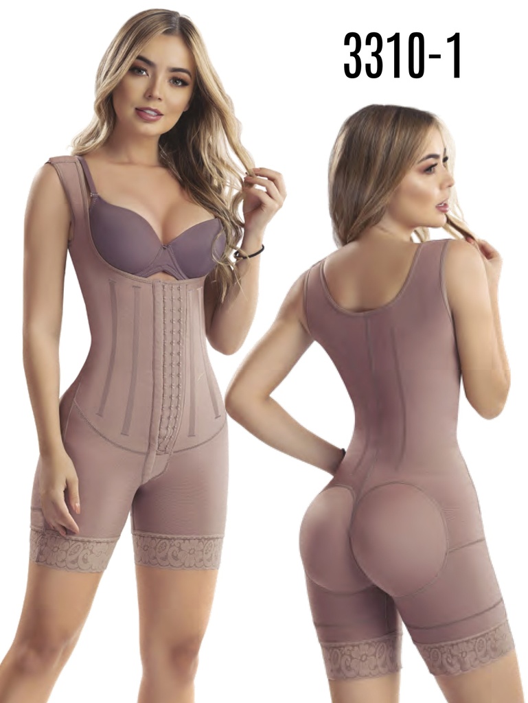 Faja Postquirúrgica de Powernet hasta la Rodilla con Tirantes Moca – Estilo 3310 para Mujer