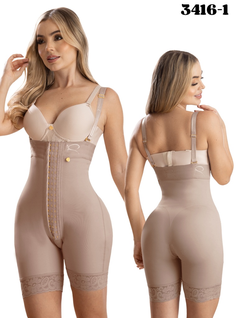 Women's Mocha Mid-Thigh Butt Lift Body Shaper with Hooks Shapewear 3416-1 1373416XX