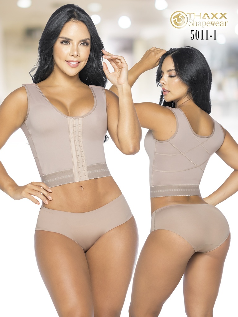 Women's Tan Posture Support Post-Surgical Bra with Hook Closure – Thaxx Style 5011