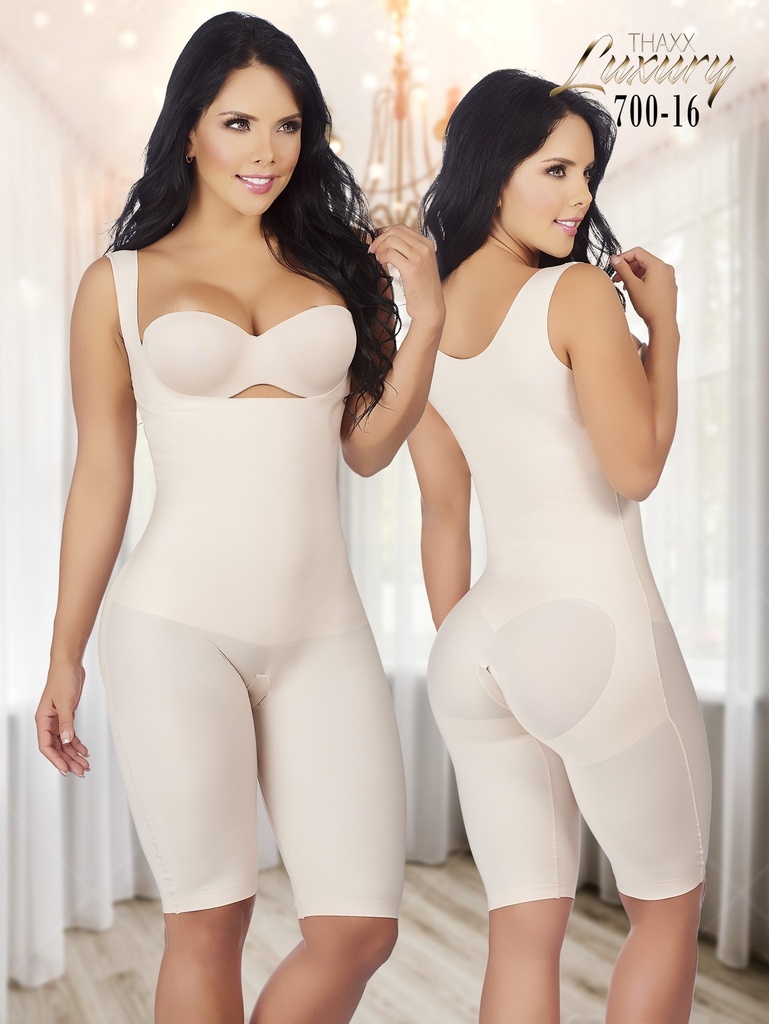 Faja de Lujo Busto Abierto hasta la Rodilla Beige Talla Grande para Mujer – Thaxx