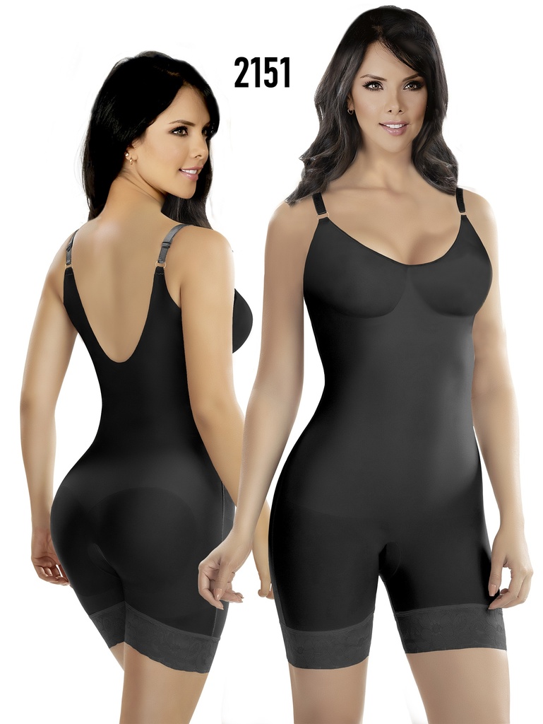 [1372151XS2] Faja Moldeadora Body Moldeador Levantacola hasta el Muslo Negro para Mujer 2151 (XS)