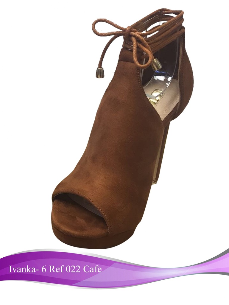 [21002297.5] Women's Brown Suede Peep-Toe Lace-Up Heeled Ankle Boots Ivanka-6
