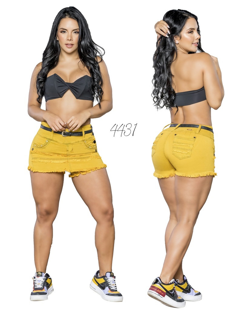 Falda Short Levantacola de Jean Amarillo Brillante