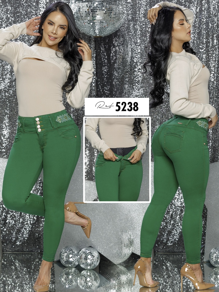 Women's Emerald Green Butt-Lifting Skinny Jeans with Built-In Girdle