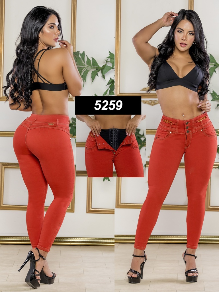 [2675259S01] Colombian Butt Lifting Jeans with Built-In Faja 5259 – Rust Red (1)