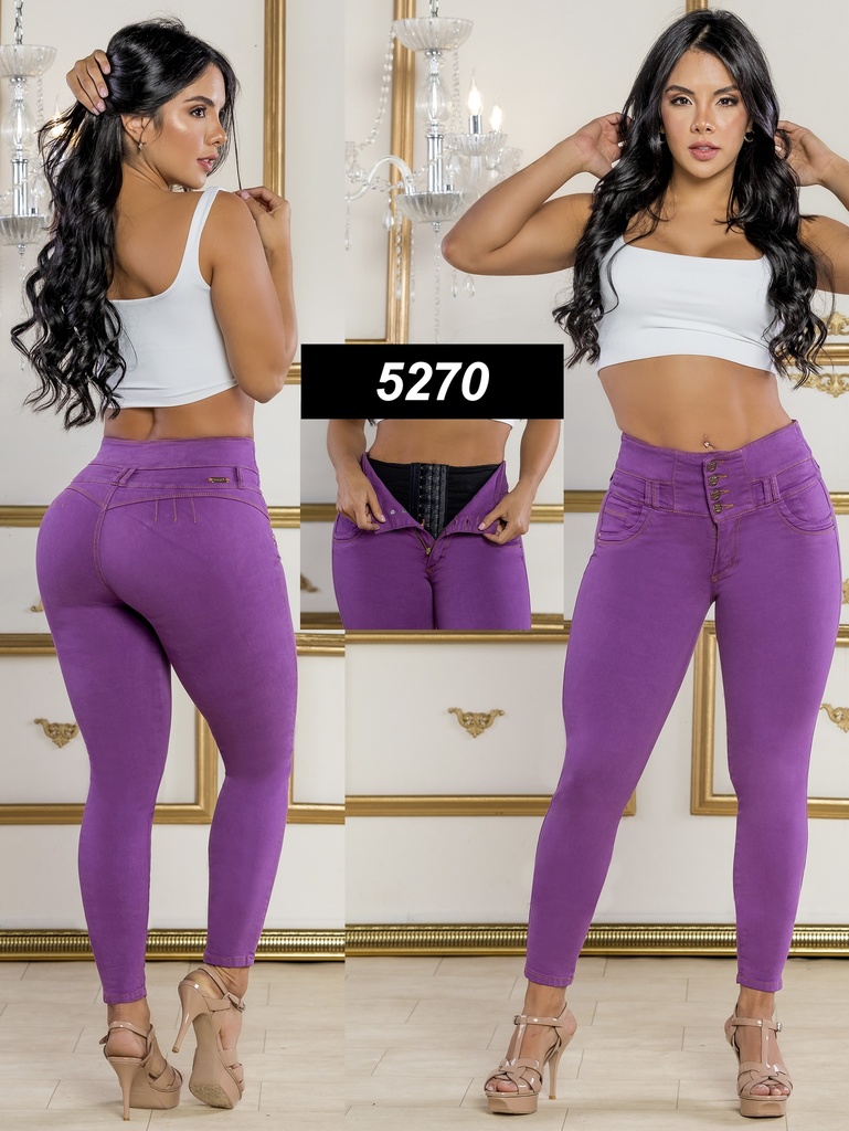 [2675270S01] Women's Violet Purple Butt-Lifting Skinny Jeans with Built-In Girdle (1)