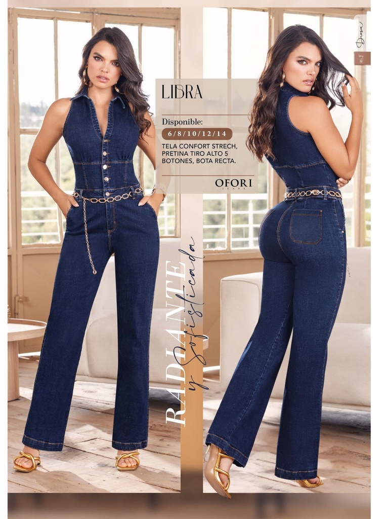 Women's Dark Denim Wide-Leg Sleeveless Jumpsuit