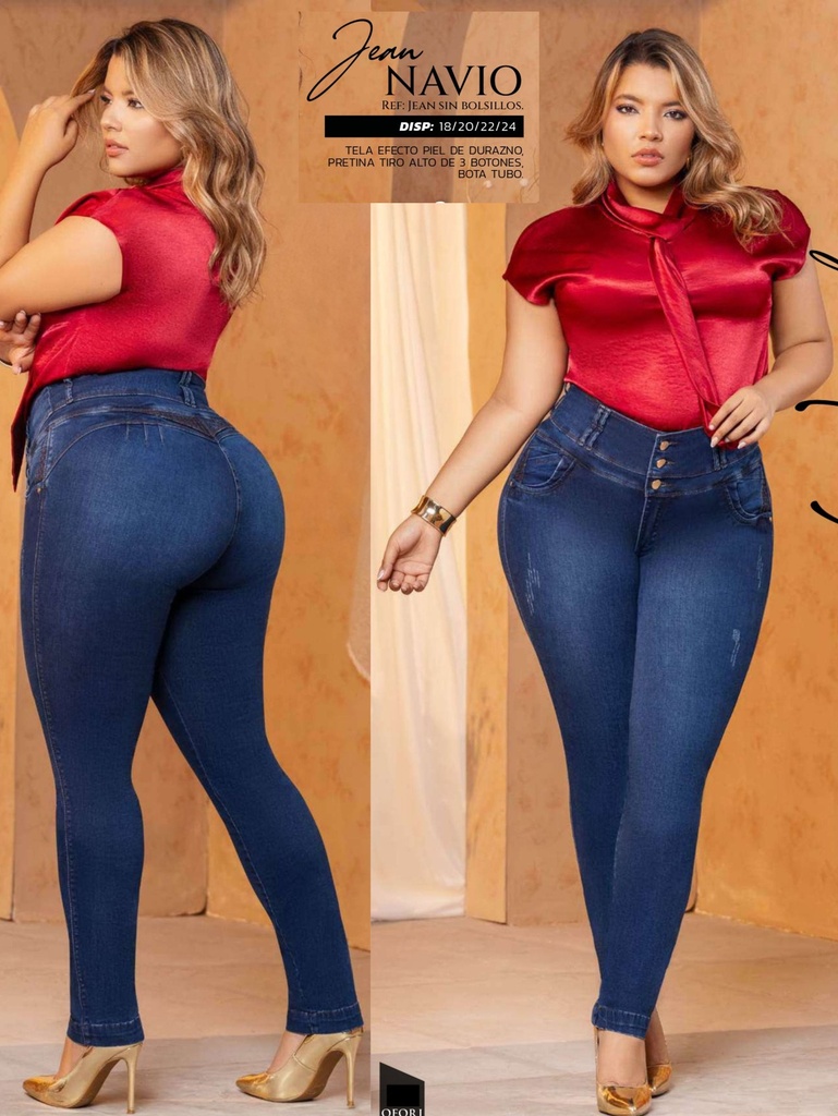 Jeans Skinny Levantacola Tiro Alto Lavado Oscuro para Mujer 289NAVIO1