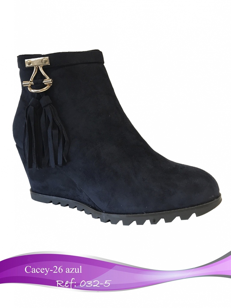 Botines con Borlas y Cuña Azul Marino para Mujer Cacey-26