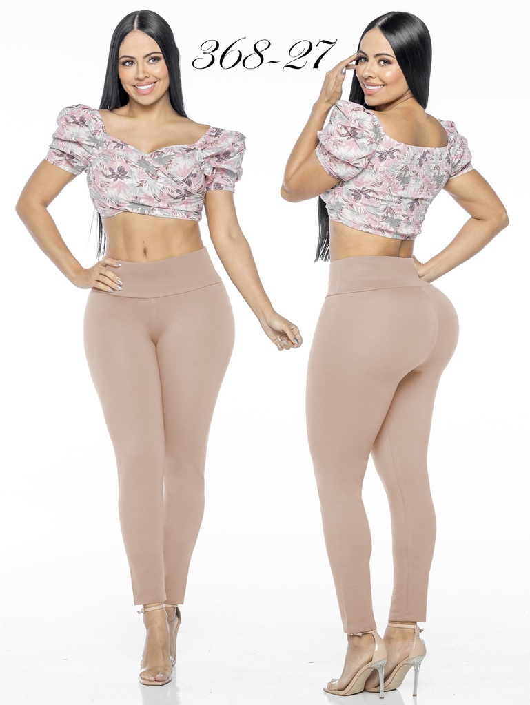 Leggings Tiro Alto Levantacola Beige para Mujer 368-27