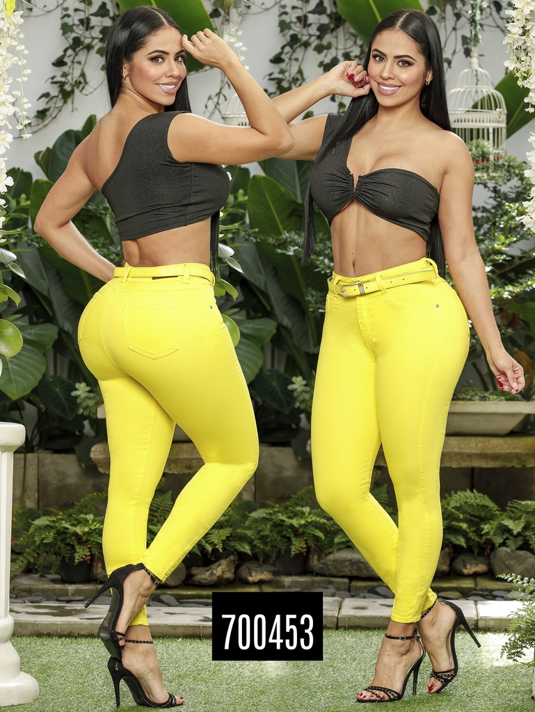 Women's Yellow Skinny Butt Lift Jeans 700453