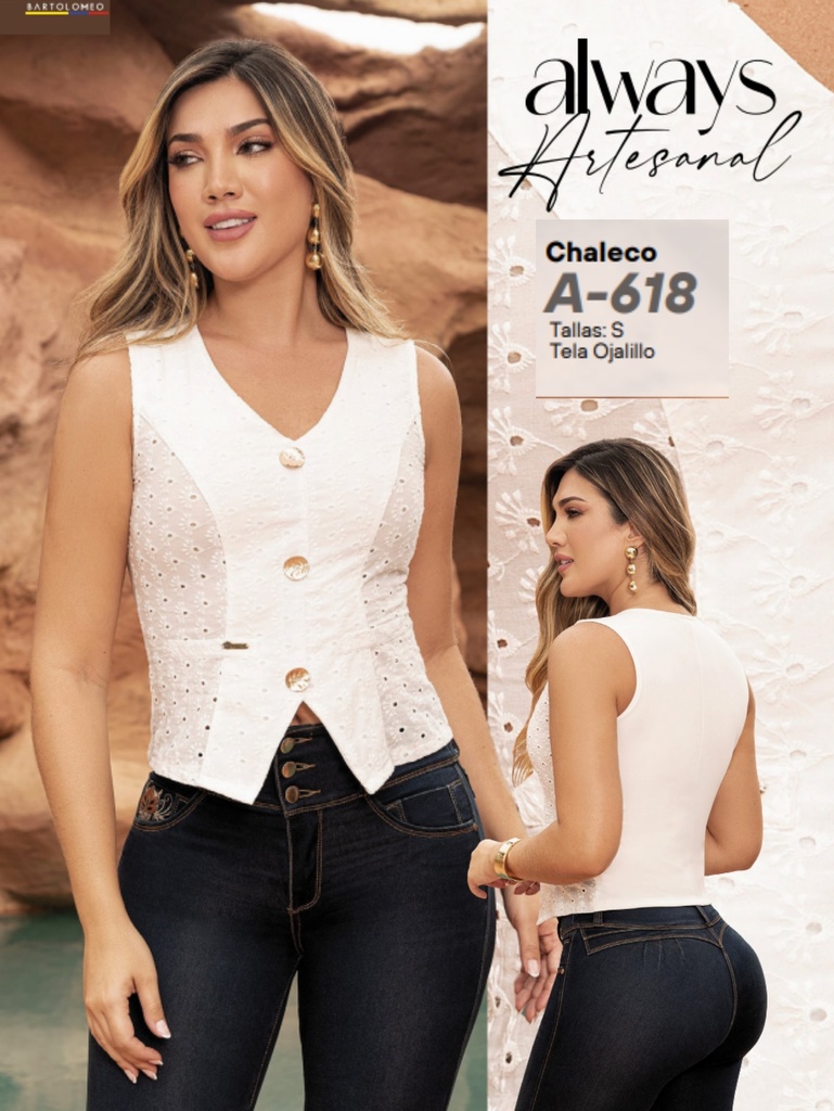 Chaleco Entallado Blanco para Mujer A-618