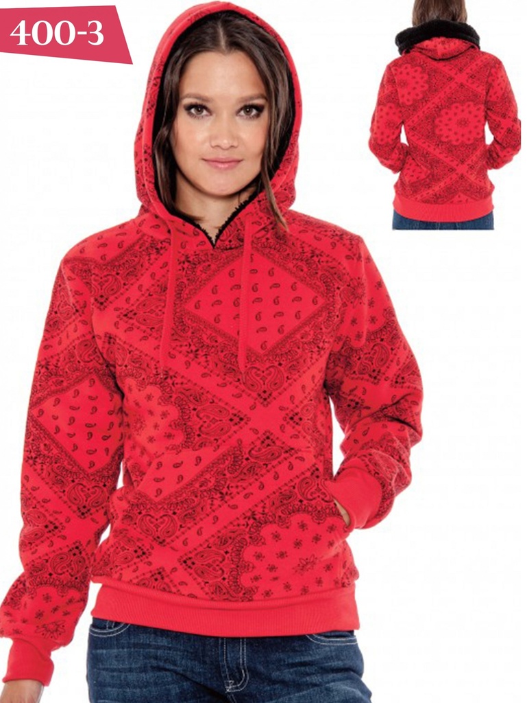 Women's Red Bandana Print Hoodie 400-3