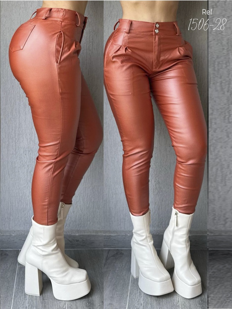 [36115062803] Pantalón Jogger Cuero Sintético Terracota para Mujer (3)