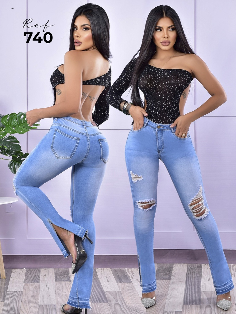 [3757401] Women's Light Blue Ripped High-Rise Butt-Lifting Skinny Jeans (1)