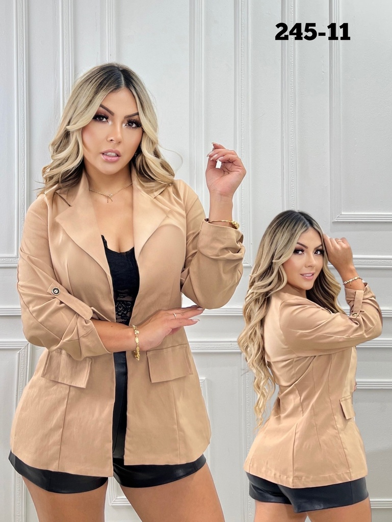 Blazer Efecto Gamuza Beige para Mujer 245-11