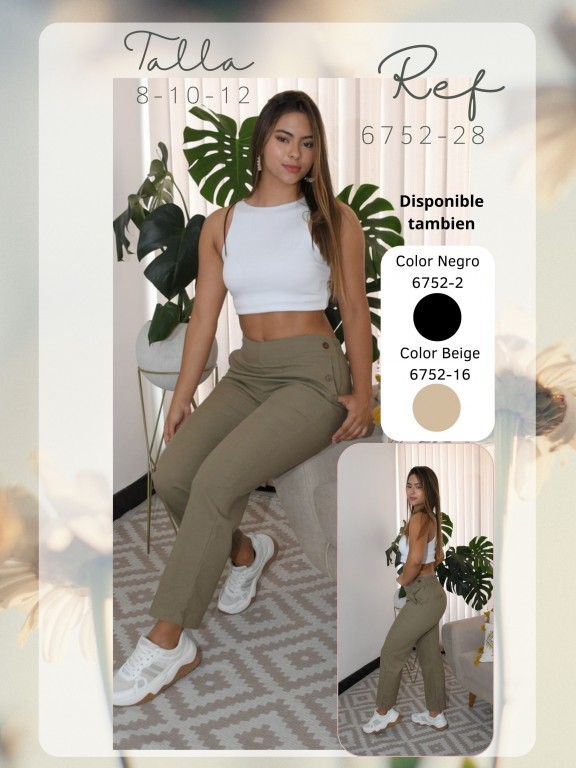 Pantalón Pierna Ancha Oliva para Mujer 6752-28 3806752160