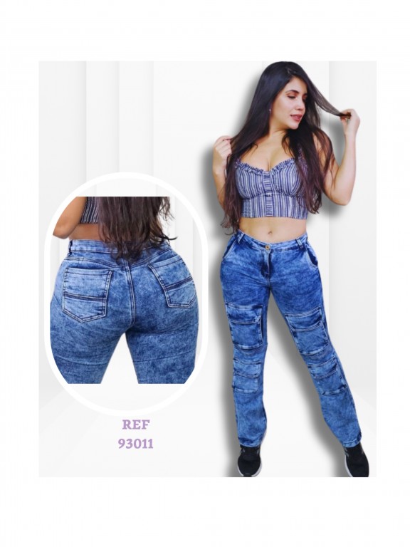 Women's Blue Distressed Butt Lift Jeans 93011