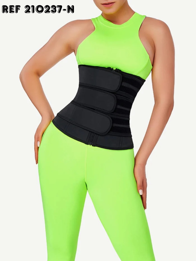 Faja Cinturilla Negra de Látex con Tres Tiras – FF