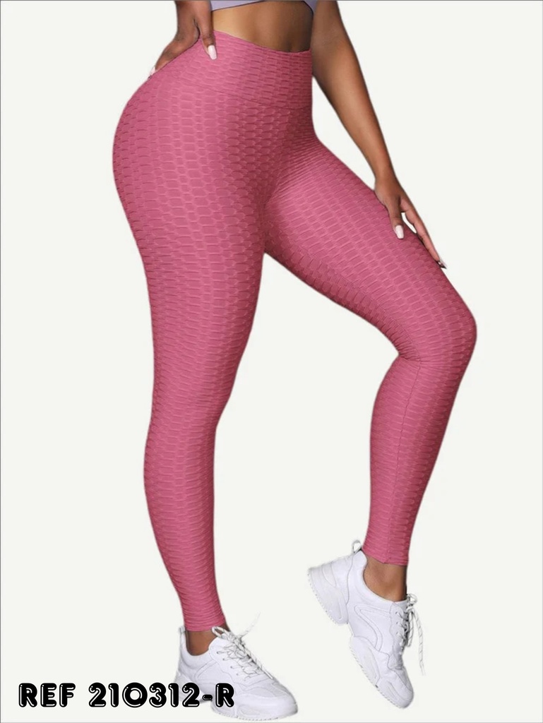 Women's Pink Honeycomb Textured High-Waisted Leggings