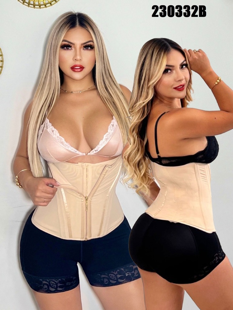 [386230332BS] Women's Beige Latex Waist Trainer with Hooks Shapewear Body Shaper 230332B (S)