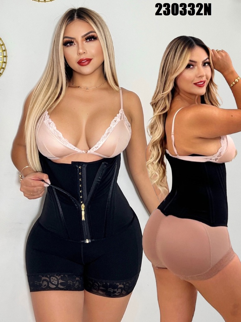 [386230332NS] Colombian Waist Trainer Butt Lifter Shorts – Hook & Zip, Black (S)