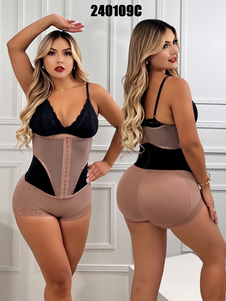 [386240109CM] Colombian Waist Trainer with Butt Lifting Shorts – Mocha (M)