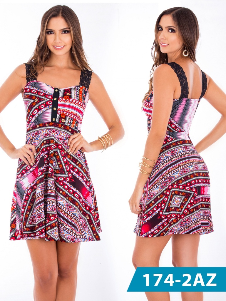 [2451742AZM] Vestido Moda Colombiana Azulle