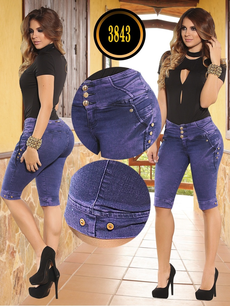 Short Bermuda Levantacola Azul Índigo para Mujer 3843
