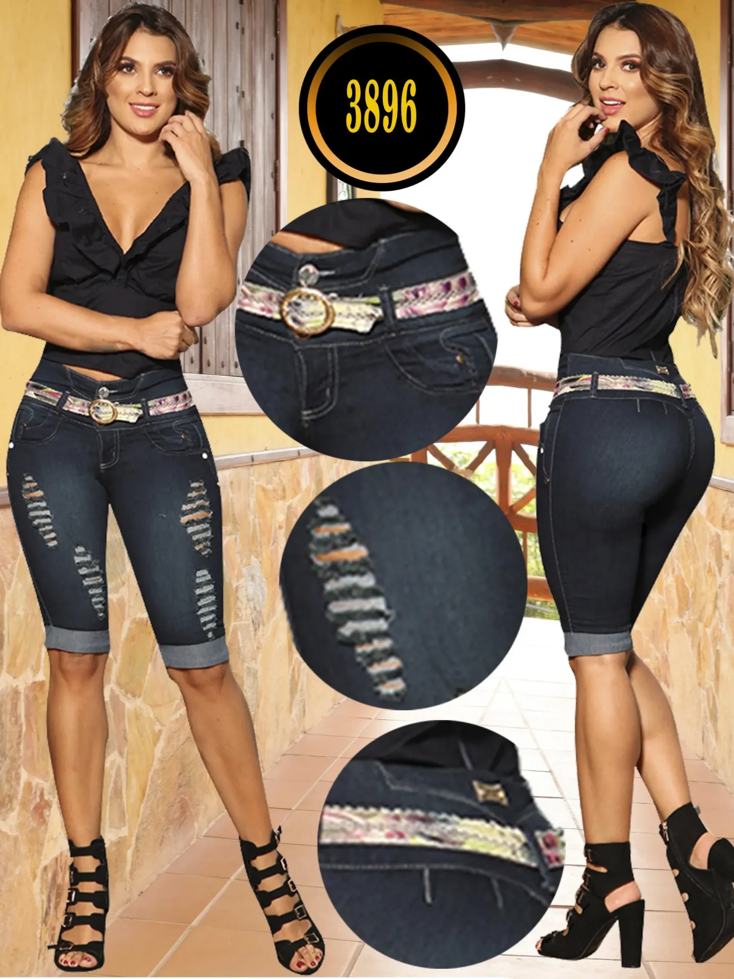 Jeans Levantacola Skinny Azul Claro con Detalle en Bolsillos Traseros – Cokette