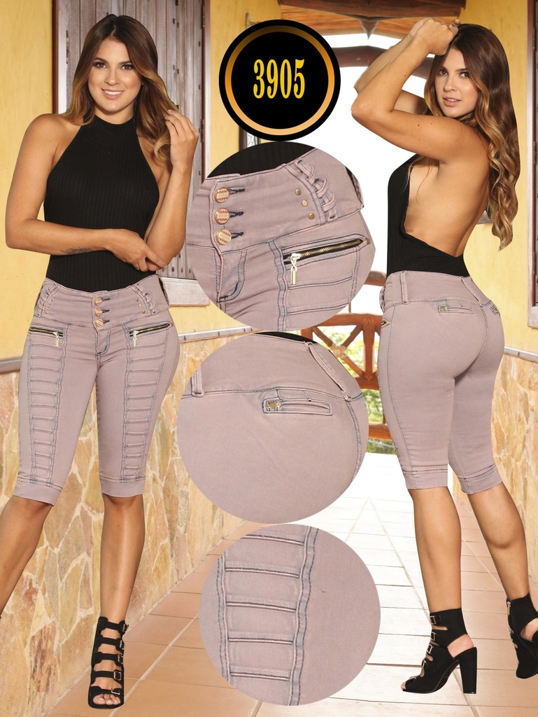 Women's Dusty Pink Butt-Lifting Knee-Length Pants with Button Pockets – Cokette