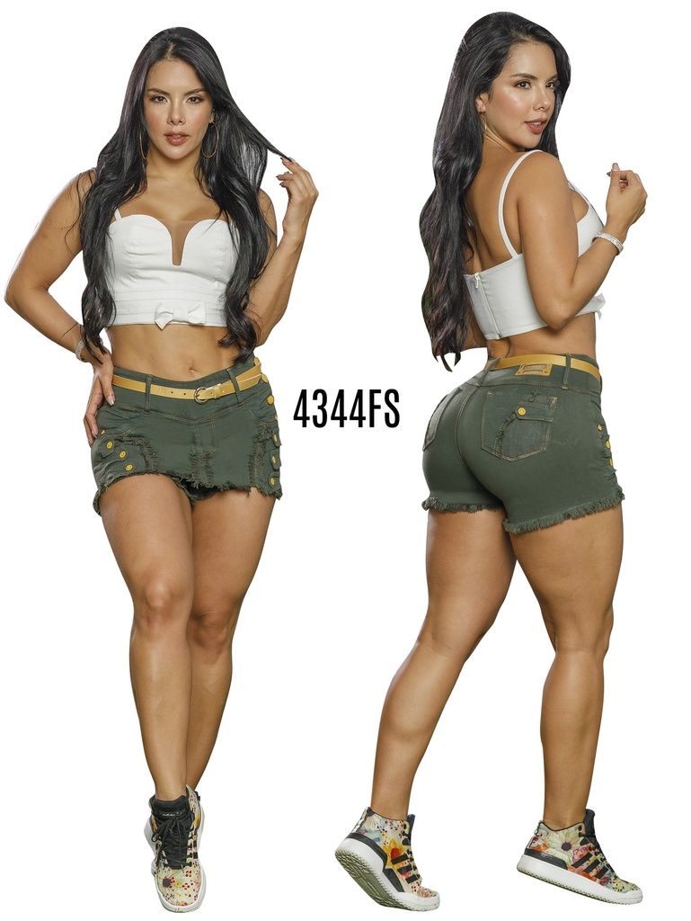 [5024344CK05] Women's Olive Green Butt-Lifting Denim Skort (5)